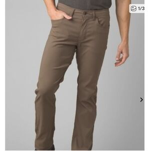 Men's Prana Brion Brown Slim Fit Straight Pants, Size 34W x 32L